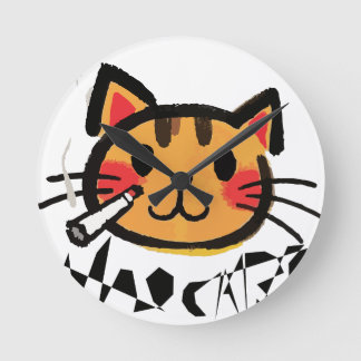 Reloj de pared, marco de madera natural redondo de