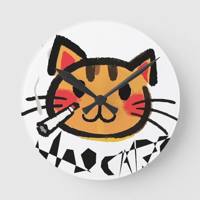 Reloj de pared, marco de madera natural redondo de (Anverso)