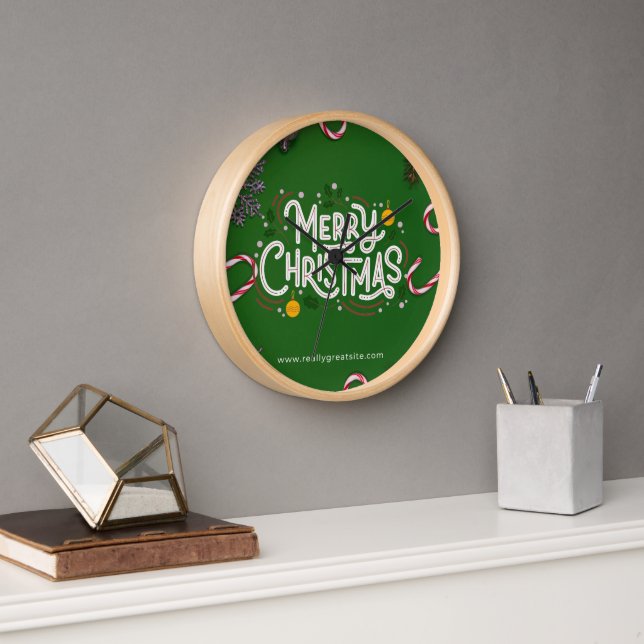 Reloj de pared, marco de madera natural redondo de (Oficina)