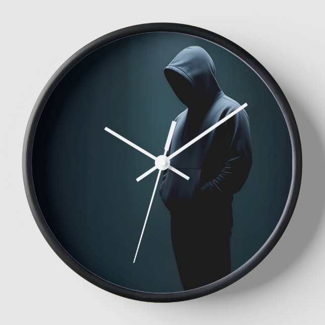 Reloj de pared, marco de madera natural redondo de (Anverso)