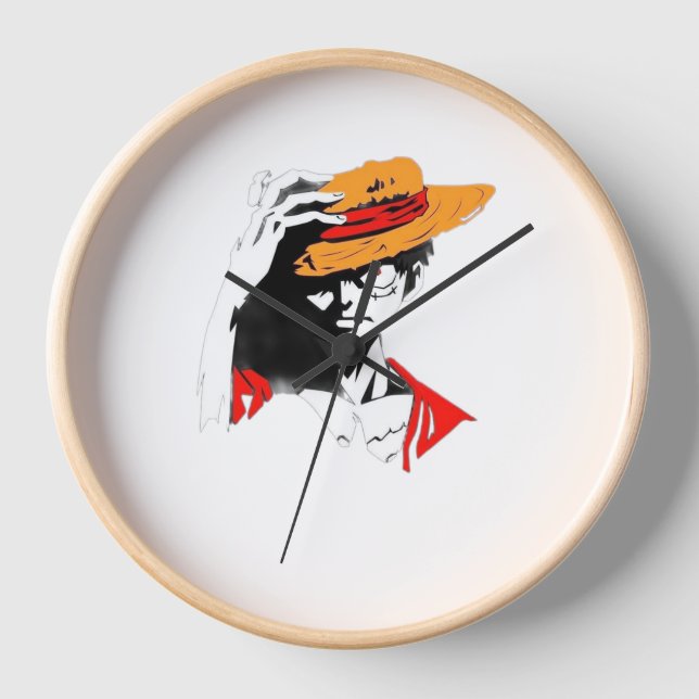 Reloj de pared, marco de madera natural redondo de (Anverso)