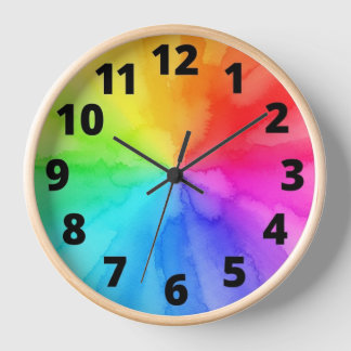 Reloj de pared, marco de madera natural redondo de