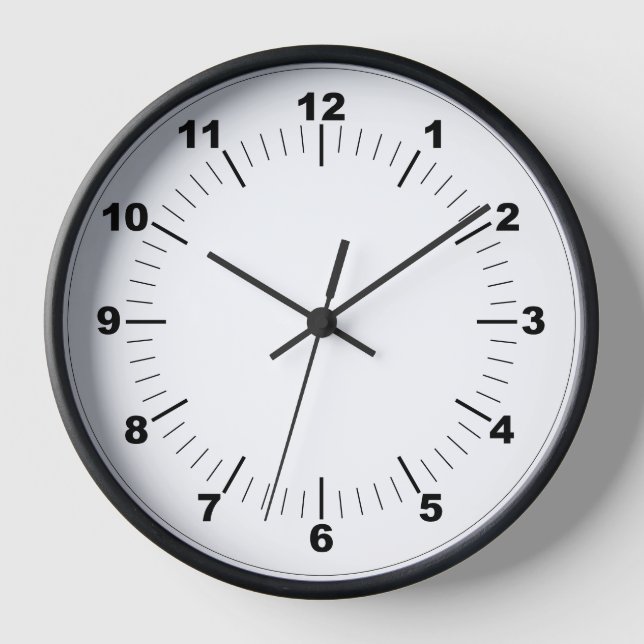 Reloj de pared, marco de madera negro redondo de 2 (Anverso)
