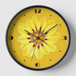 Reloj De Pared Margarita Africana / Gazania - Mostaza Dorado