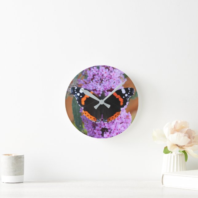 Reloj de pared mariposa almirante rojo (Hogar)