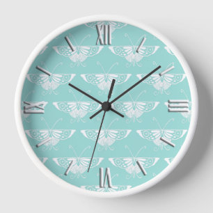 Reloj De Pared Mariposa Deco estilizada - azul hielo
