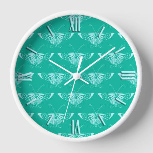 Reloj De Pared Mariposa Deco estilizada - turquesa y agua