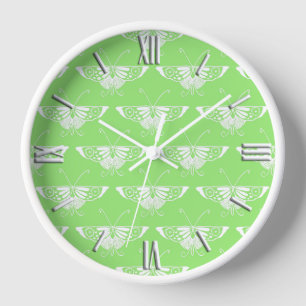 Reloj De Pared Mariposa Deco estilizada - verde lima