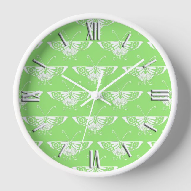 Reloj De Pared Mariposa Deco estilizada - verde lima (Anverso)