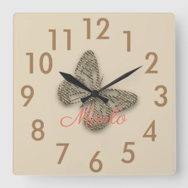 Reloj de pared Mariposa Dorada Añadir Nombre