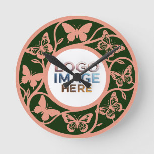 Reloj de pared mariposa verde bosque personalizado