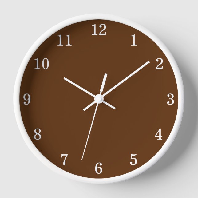 Reloj de pared marrón de chocolate oscuro y elegan (Anverso)