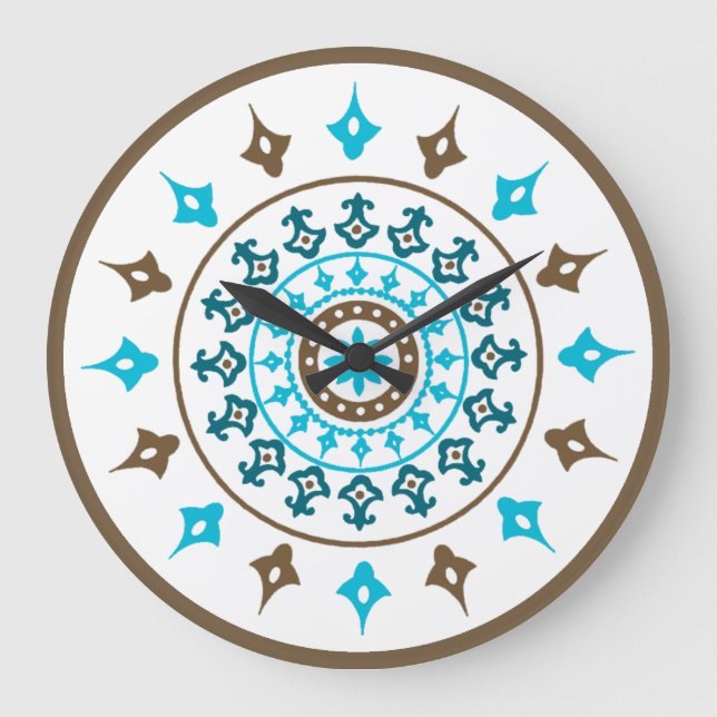 Reloj de pared marrón turquesa vintage (Anverso)