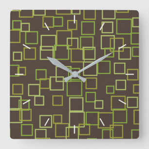 Reloj de pared marrón verde retro