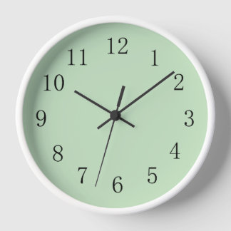 Reloj de pared media redondeado verde pálido con h