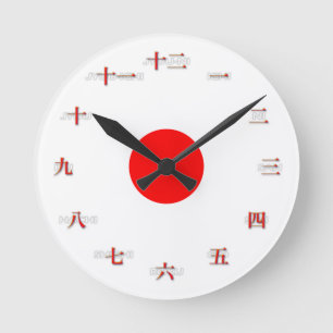 Reloj de pared medio de los números japoneses