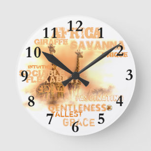 Reloj de pared (medio) redondo de las jirafas