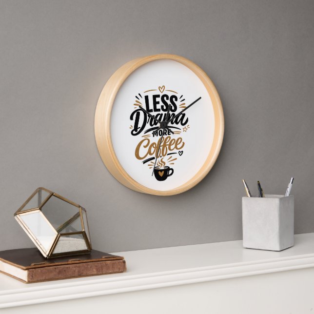 Reloj de pared Menos Drama Más Café (Oficina)