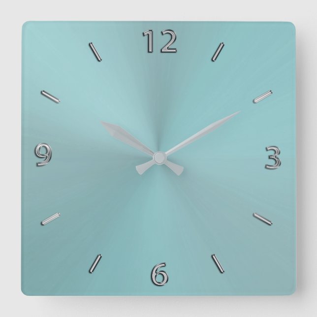 Reloj de pared metálico moderno de Pale Aqua (Anverso)