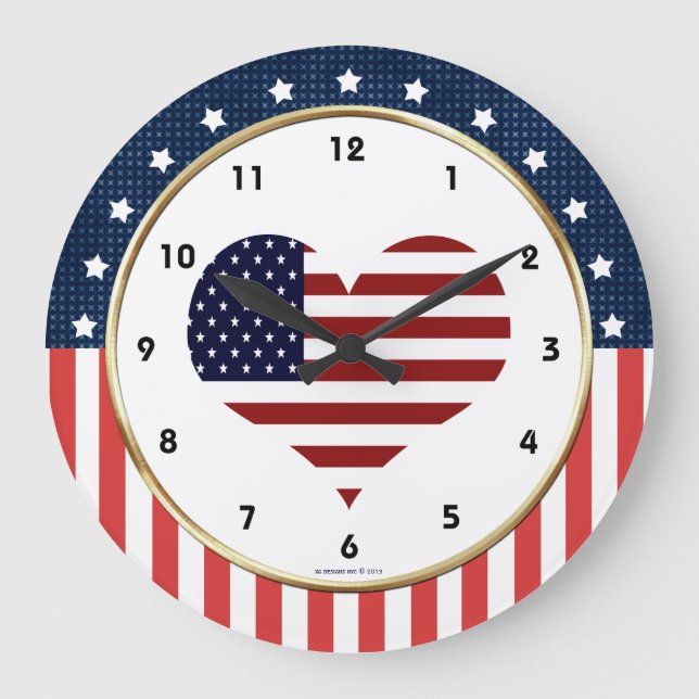 Reloj de pared militar patriótico del corazón de (Anverso)