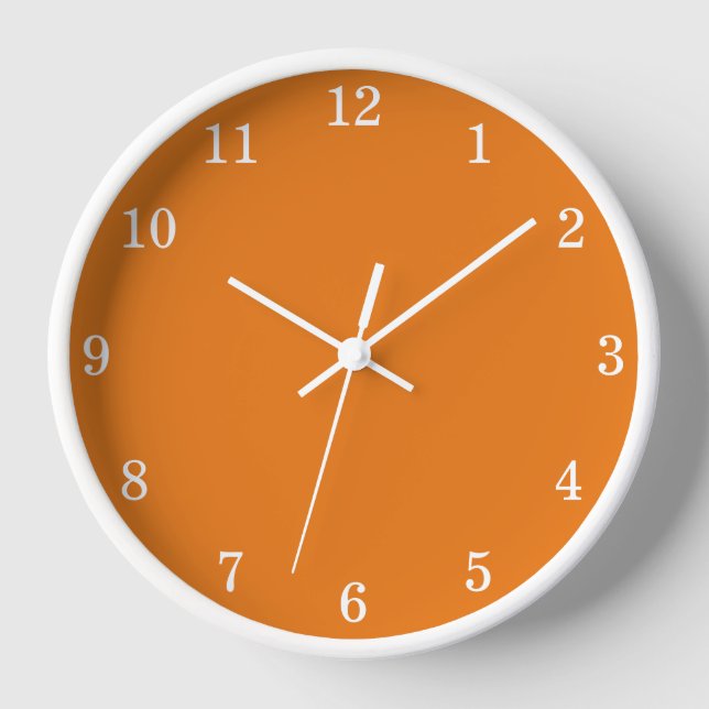 Reloj de pared Minimalista de Naranja Vivid (Anverso)