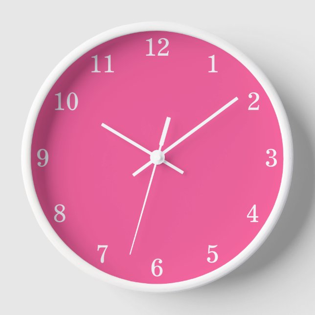 Reloj de pared minimalista elegante rosa caliente (Anverso)