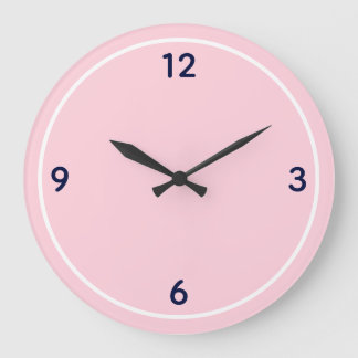 Reloj de pared minimalista rosa bebé y azul marino
