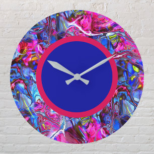 Reloj de pared moderna con tobillo azul y magenta
