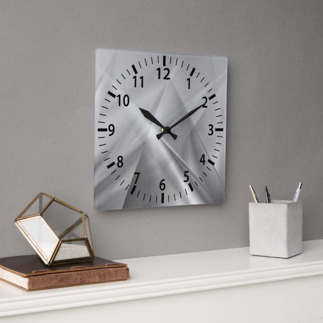 Reloj de pared modernista de plata radiante (Oficina)