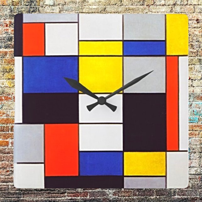 Reloj de pared moderno con composición de Piet Mon (Subido por el creador)