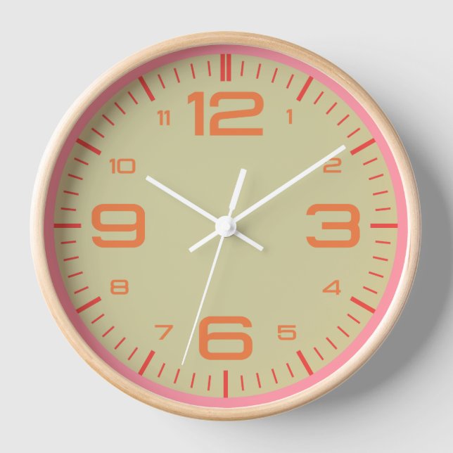 Reloj de pared moderno con números negrita (Anverso)