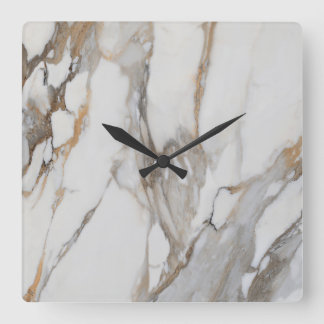 Reloj de pared moderno con patrón de mármol blanco
