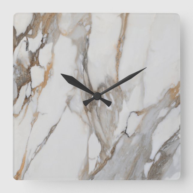 Reloj de pared moderno con patrón de mármol blanco (Anverso)