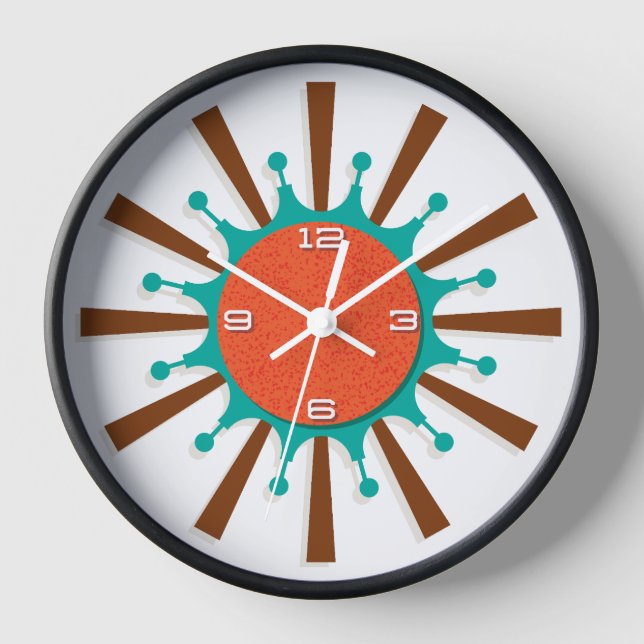 Reloj de pared moderno de mediados del siglo - Par (Anverso)