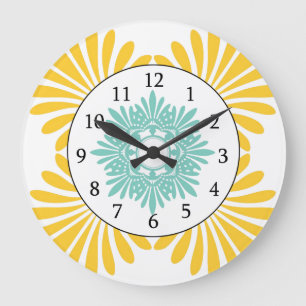 Reloj de pared moderno - estampado de flores del