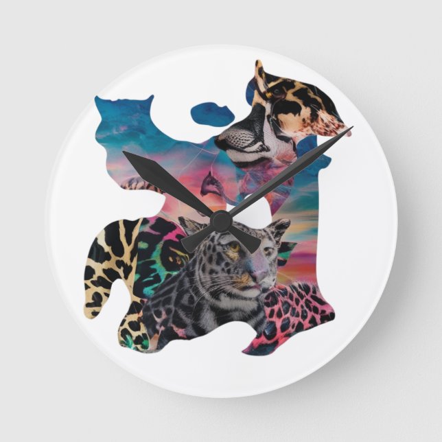 Reloj de pared moderno - Impresión de animales ecl (Anverso)