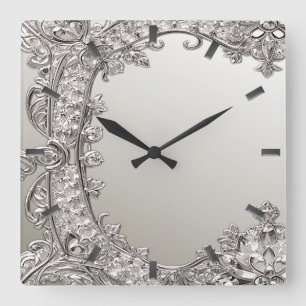 Reloj de pared moderno Ornate plateado