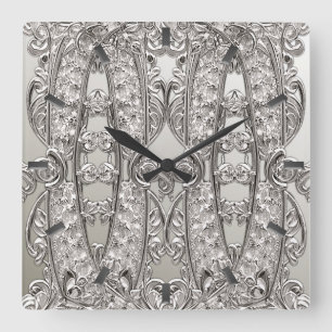 Reloj de pared moderno Ornate plateado