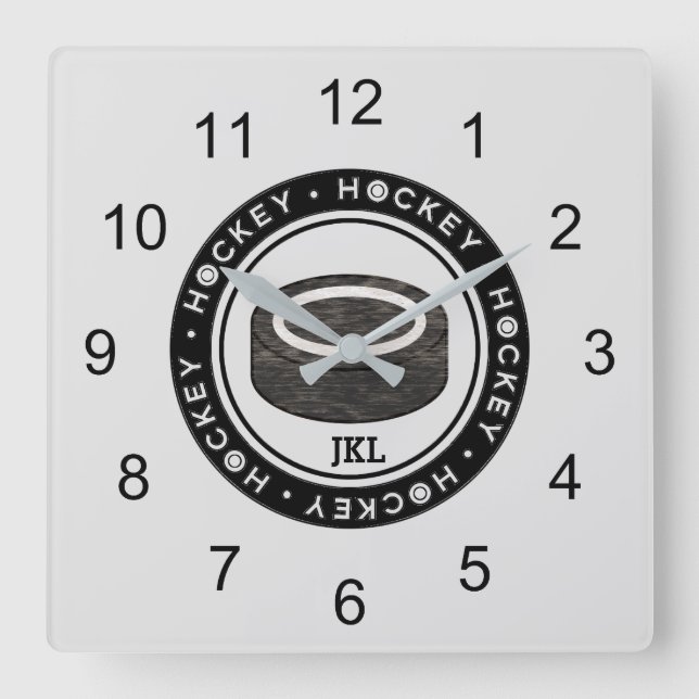 Reloj de pared monograma de hockey (Anverso)