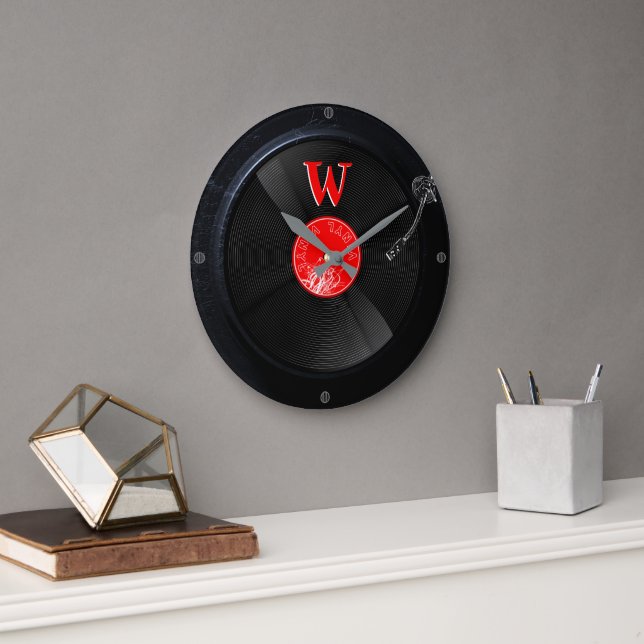 Reloj de pared monograma de vinilo retro personali (Oficina)