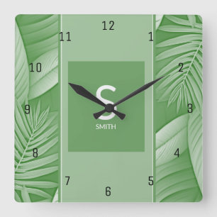 Reloj de pared monograma Tropical Verde