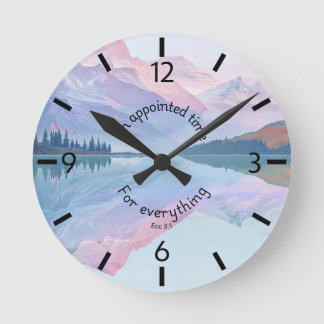 Reloj de pared montañas pastel con verso bibliográ