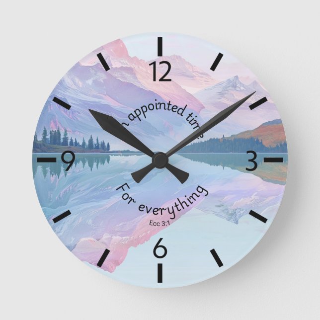 Reloj de pared montañas pastel con verso bibliográ (Anverso)
