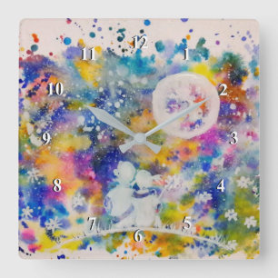 Reloj de pared Moon Dreams - Pintura acuarela