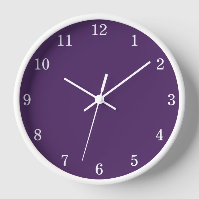 Reloj de pared morado oscuro minimalista elegante (Anverso)