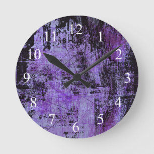 Reloj de pared morado oscuro y negro