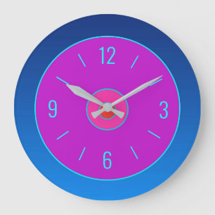 Reloj de pared morado/rosado con borde azul