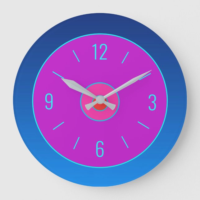 Reloj de pared morado/rosado con borde azul (Anverso)