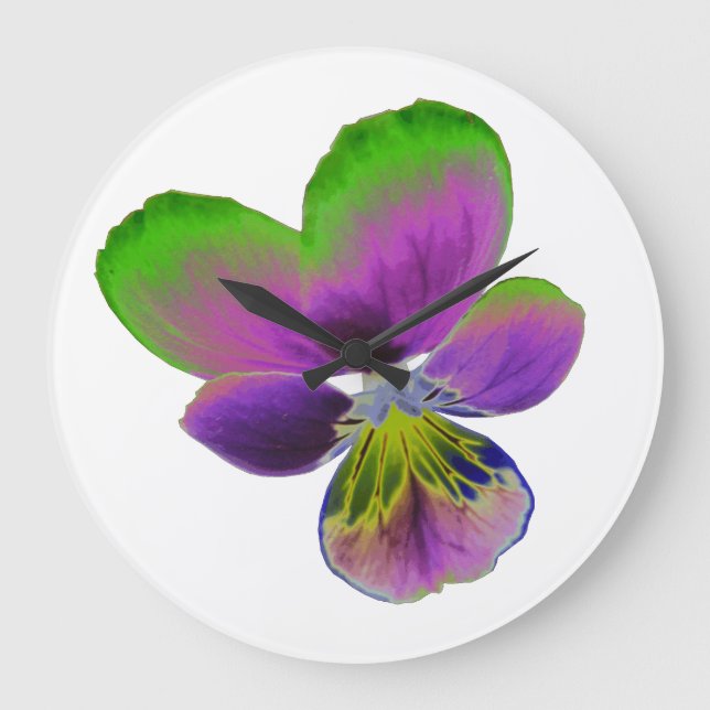 Reloj de pared morado y paro verde (Anverso)