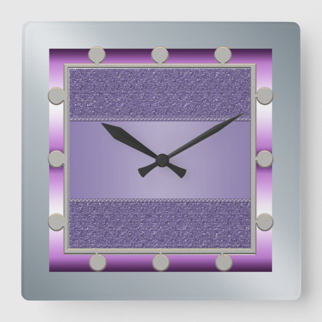 Reloj de pared morado y plateado (Anverso)